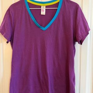 Zumba Wear Purple V-Neck Tee Large Dance Fitness Top